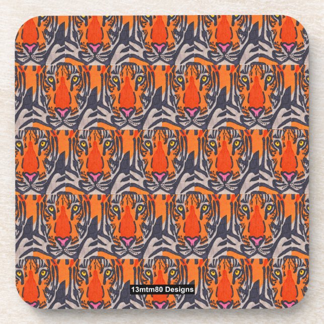 Tigre (patrón) - Posavasos de plástico (Frente)