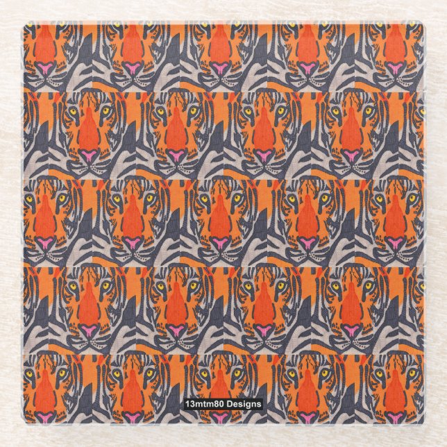 Tigre (patrón) - Posavasos de vidrio (Anverso)