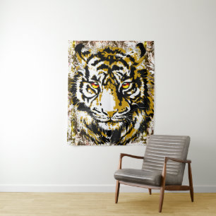 Tigre realista - Tapiz de dibujo de la cabeza del 