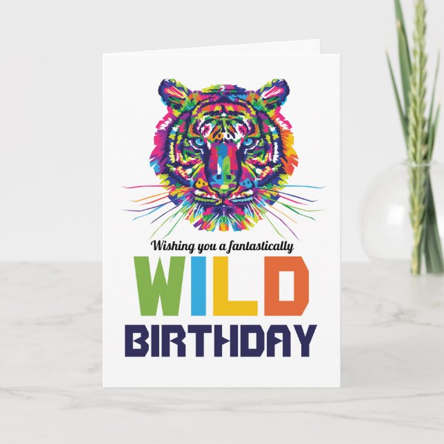 Tigre salvaje, tarjeta de felicitación de cumpleañ (Anverso)