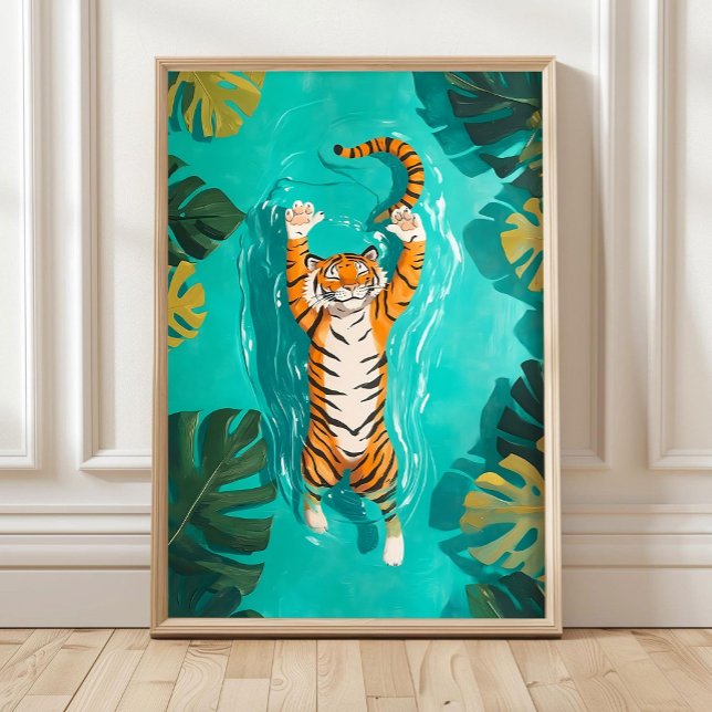 Tigre Tropical Nadando en la Impresión de Baño del (Subido por el creador)