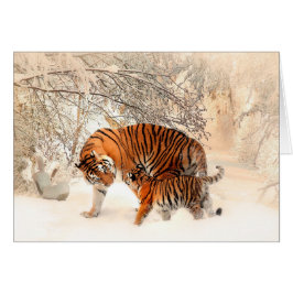 Tigre y Cub de la madre en las maderas Nevado