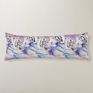 Tigres Blancos Abstractos – Almohada de Cuerpo Ele
