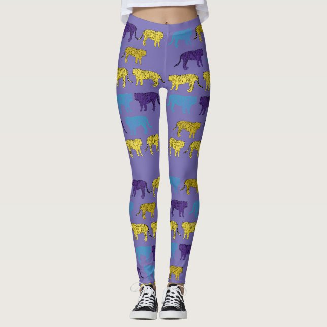Tigres coloridos Pop Art Anima Leggings (Anverso)