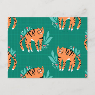 Tigres con postal de flores
