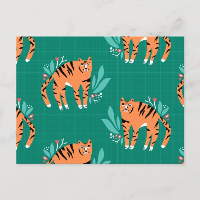 Tigres con postal de flores (Anverso)