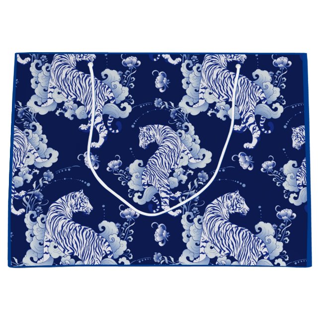 TIGRES DE LA BOLSA DE REGALO EN NUBES EN AZUL (Anverso)