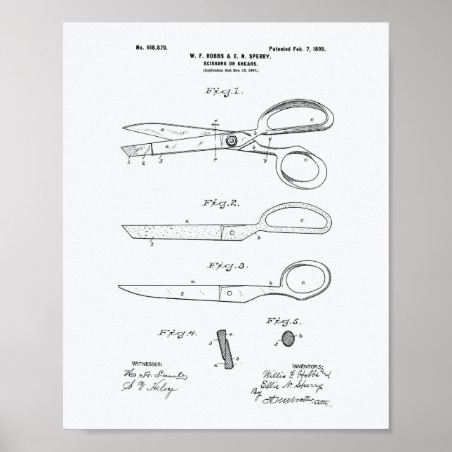 Tijeras 1899 Libro Blanco de arte de patentes (Frente)