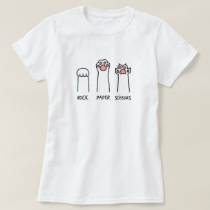 Tijeras de papel de rock cortan camiseta de gato f