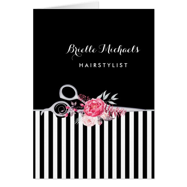 Tijeras plateadas Tiras Pink Floral Hair Salon (Frente)