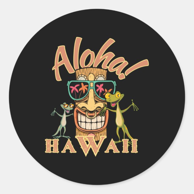 Tiki Hawaii con dos divertidos Pegatinas Geckos (Anverso)