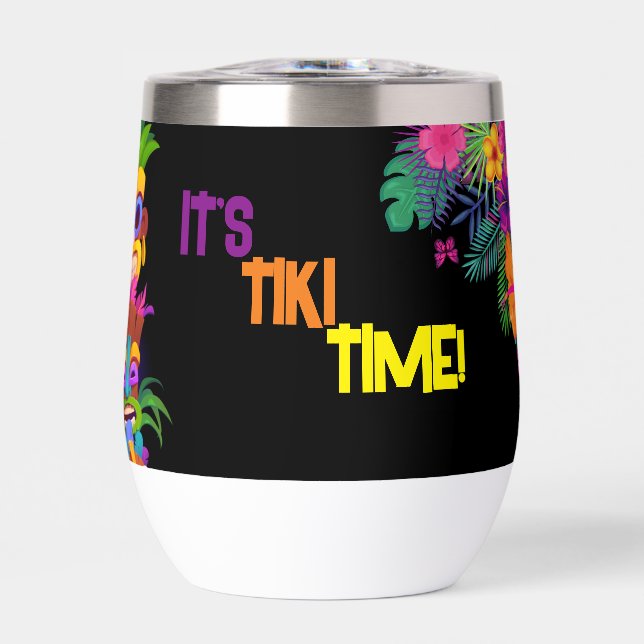 Tiki Time Birday Party Thermal Drink Tumbler (Frente)
