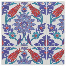 Tile Boho marroquí Patrón azul tela de algodón