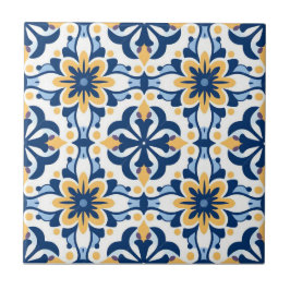 Tile cerámico - Azulejo amarillo azul blanco