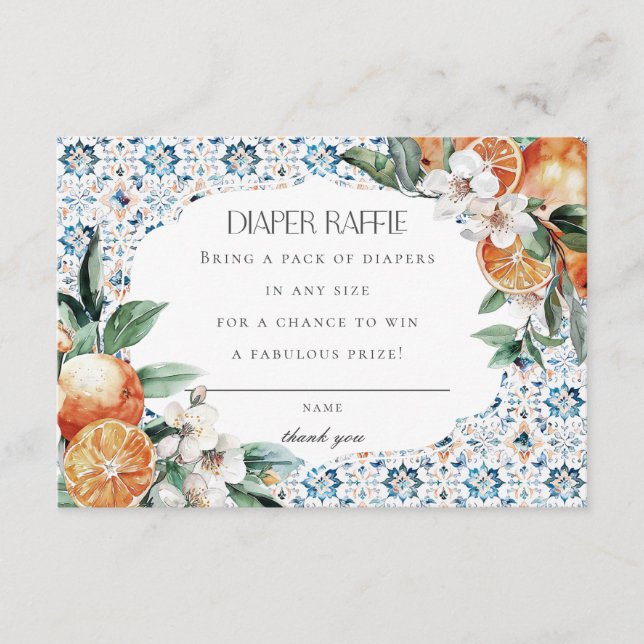 Tile Toscana Italia Diaper Raffle Invitación Inser (Anverso)