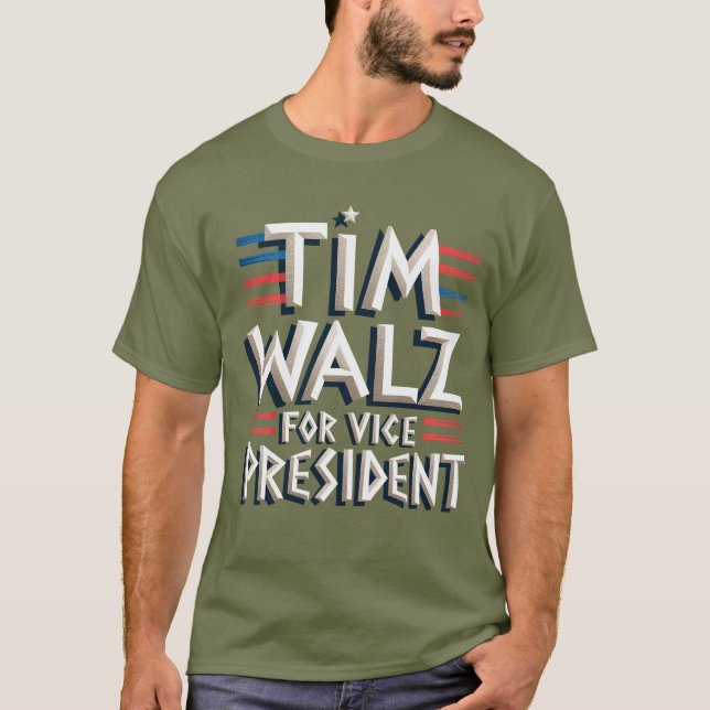TIM WALZ POR camiseta masculina de vicepresidente (Anverso)