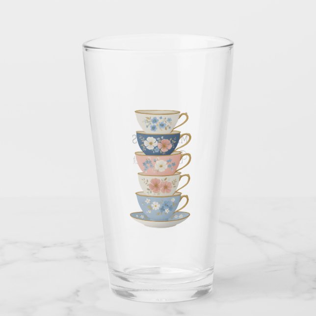 Time for Tea Bridal Shower Glass Tumbler (Anverso)