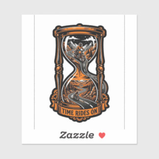 Time Rides On Reloj de Arena Sticker — Calcomanía 