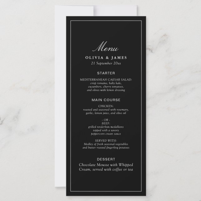Timeless Dark Black Modern Minimalist Wedding (Anverso)