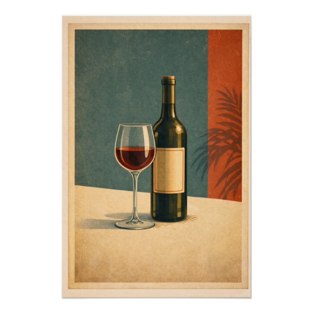 Timeless Red Wine Retro Bar Cart Poster (Anverso)