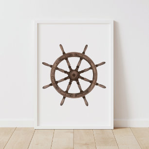 Timón de barco decoración náutica acuarela
