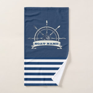 Timón de barco náutico, rayas azul marino