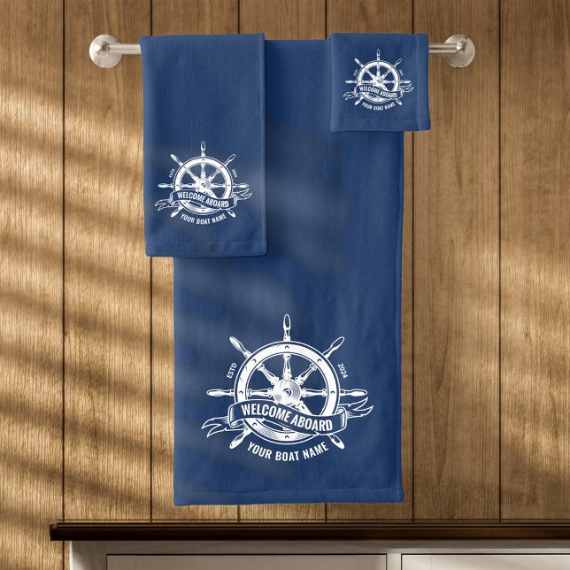 Timón Náutico de Barco Bienvenido a Bordo Azul Mar (Subido por el creador)