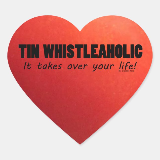Tin Whistleaholic Life Pegatina del corazón (Anverso)