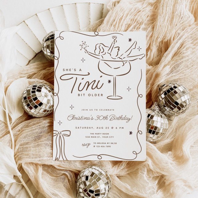 Tini bit mayor Martini cumpleaños invitación (Tini Bit Older Espresso Martini Birthday Invite)