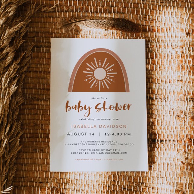 TINLEY Boho Terracotta Sun Rainbow Baby Invitación (Subido por el creador)