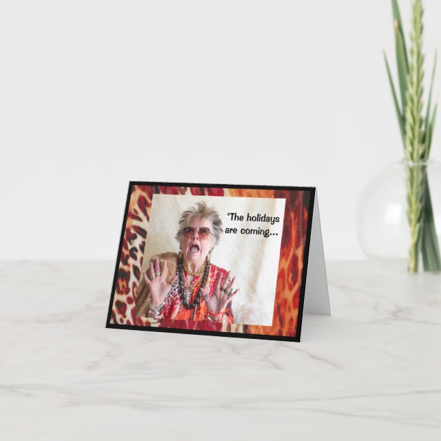 Tinsel humorístico de vacaciones en una tarjeta de (Anverso)