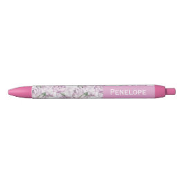 Tinta Azul Bolígrafo con nombre personalizado de peonías rosa