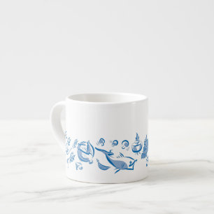 Tinta china que dibuja espresso o taza de té