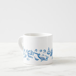 Tinta china que dibuja espresso o taza de té