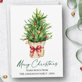 Tinta de caligrafía acuarela pino Navidad lazo roj