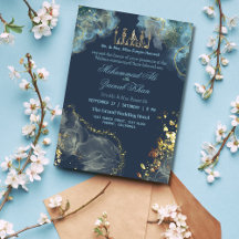 Tinta de mármol azul y dorada Valima Invitación
