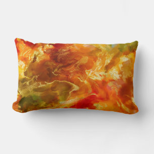Tinta de mármol roja, naranja, dorada, almohada de