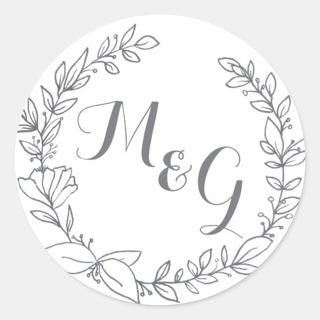 Tinta floral Sello para sobres de monograma inicia (Anverso)