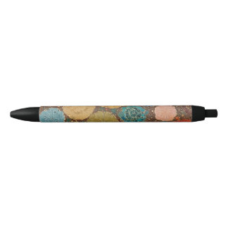 Tinta Negra Bolígrafo con patrón de mosaico floral terroso