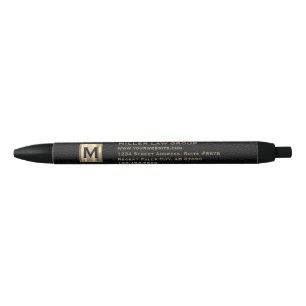 Tinta Negra Bolígrafo de Firma de Leyes Monograma Dorado
