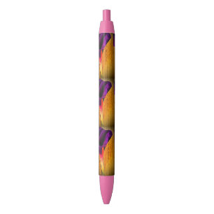 Tinta Negra Bolígrafo de flor púrpura y rosa