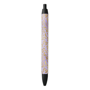 Tinta Negra Bolígrafo de impresión Purple Gold Glam Leopard