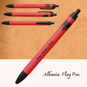 Tinta Negra Bolígrafo de la bandera albanesa, Albania / Person