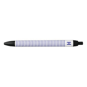 Tinta Negra Bolígrafo de rayas blancas y azul marino Monogram 