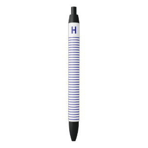 Tinta Negra Bolígrafo de rayas blancas y azul marino Monogram 