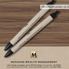 Tinta Negra Bolígrafo financiero sofisticado de monograma