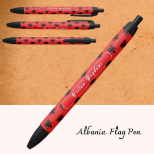 Tinta Negra Bolígrafo personalizado albanés, bandera de Albani