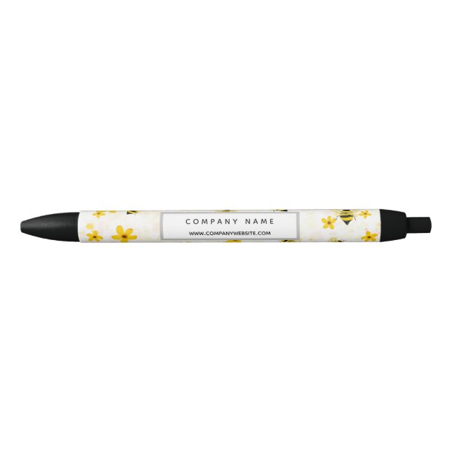 Tinta Negra Bolígrafo promocional de personalizado Floral Bee  (Anverso)