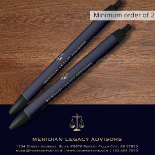 Tinta Negra Elegante Bolígrafo de oro de la escala de justicia