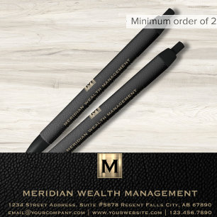 Tinta Negra Elegante bolígrafo de planeador financiero monogra